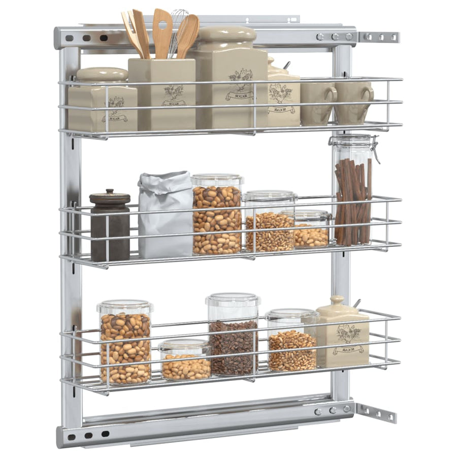 Draadmand Uittrekbaar 3-Laags 47X15,5X55,5 Cm Zilverkleurig 47 x 15.5 x 55.5 cm