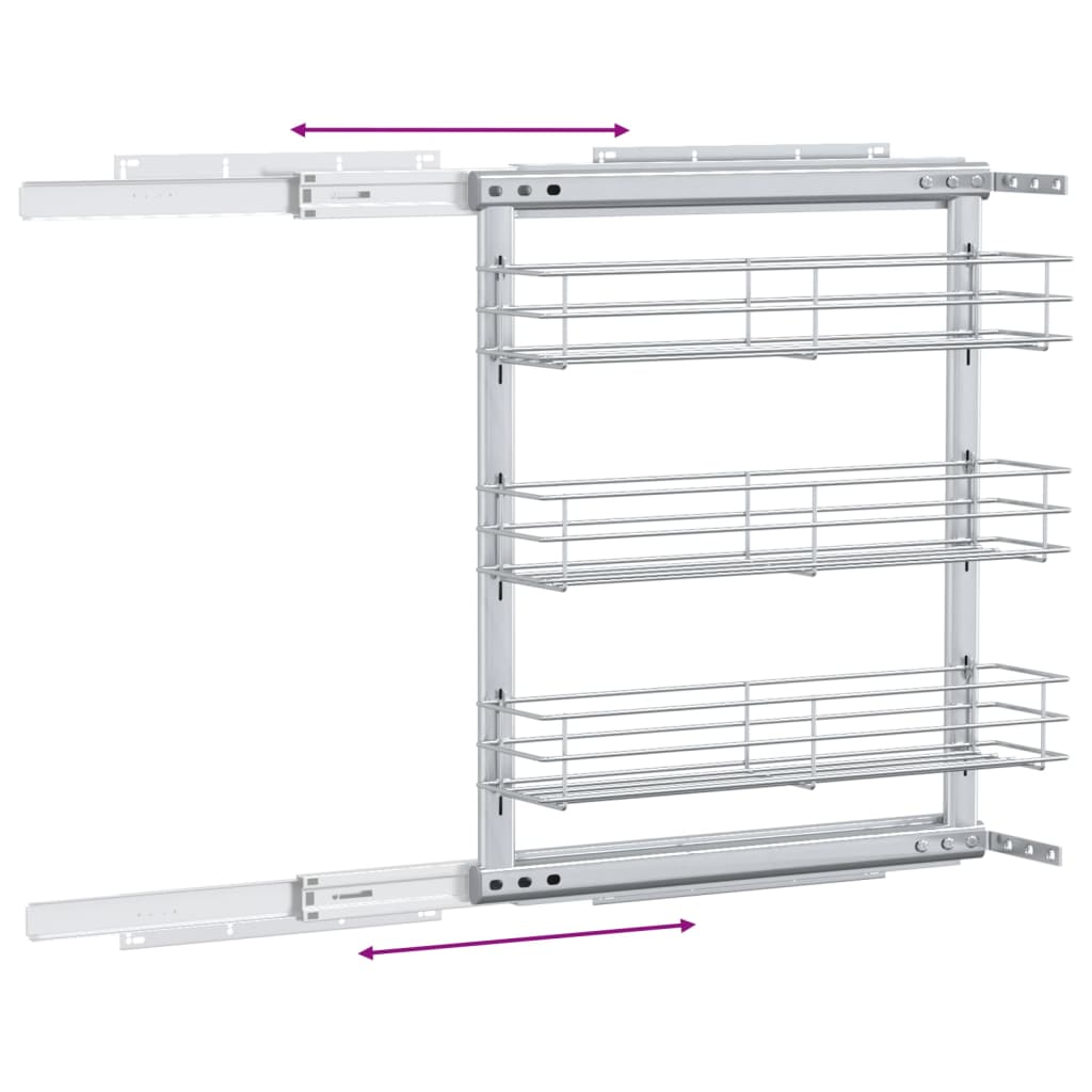Draadmand Uittrekbaar 3-Laags 47X15,5X55,5 Cm Zilverkleurig 47 x 15.5 x 55.5 cm