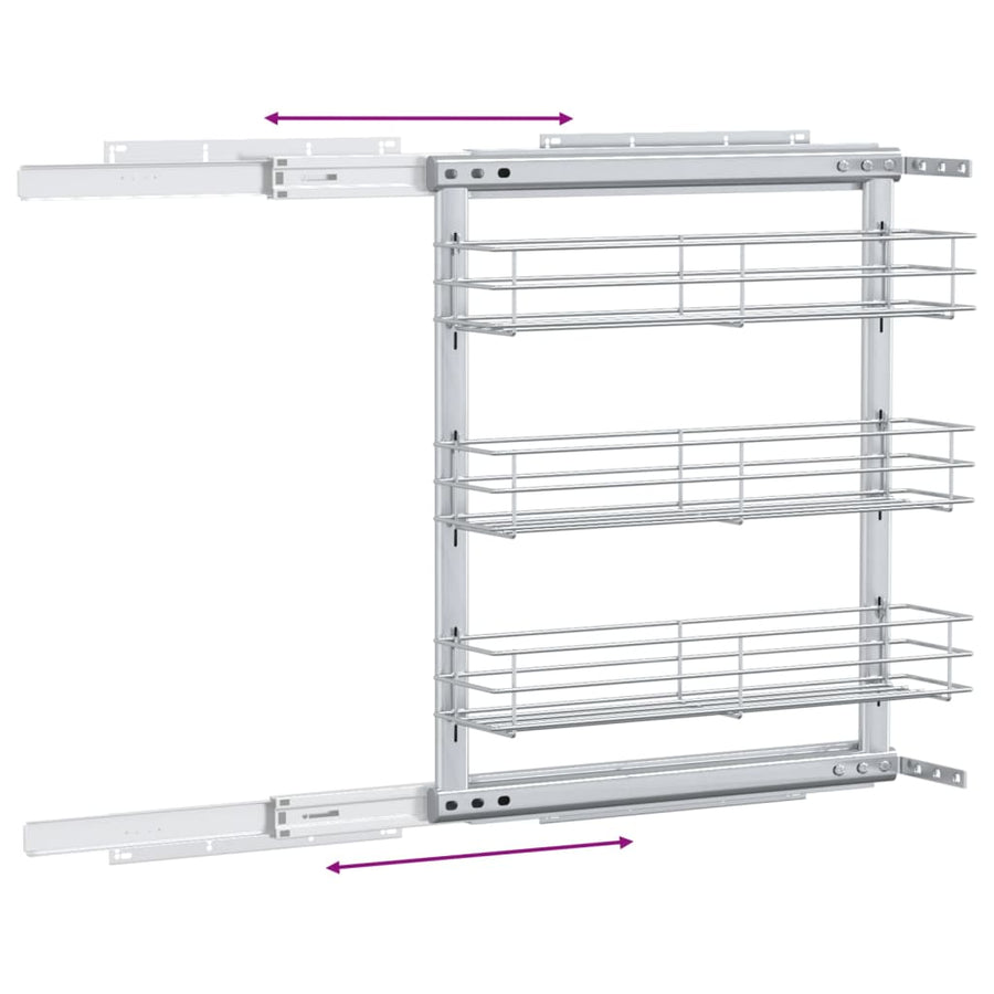 Draadmand Uittrekbaar 3-Laags 47X15,5X55,5 Cm Zilverkleurig 47 x 15.5 x 55.5 cm