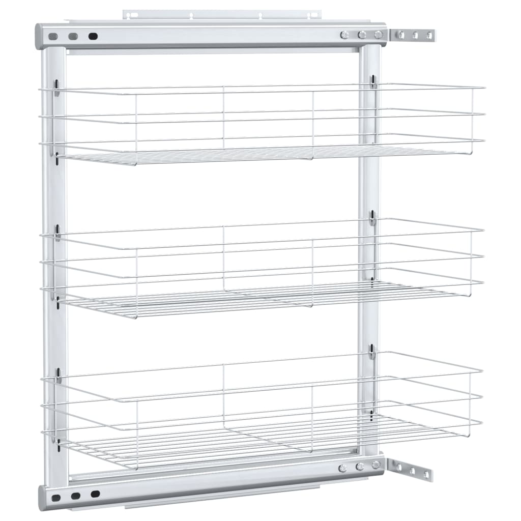 Draadmand Keuken Uittrekbaar 3-Laags Zilverkleurig 47 x 25 x 56 cm