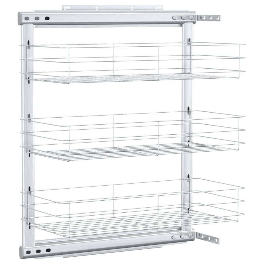 Draadmand Keuken Uittrekbaar 3-Laags Zilverkleurig 47 x 25 x 56 cm