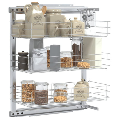 Draadmand Keuken Uittrekbaar 3-Laags Zilverkleurig 47 x 25 x 56 cm