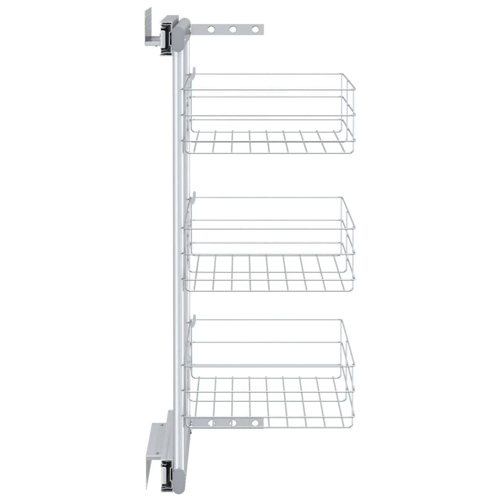 Draadmand Keuken Uittrekbaar 3-Laags Zilverkleurig 47 x 25 x 56 cm