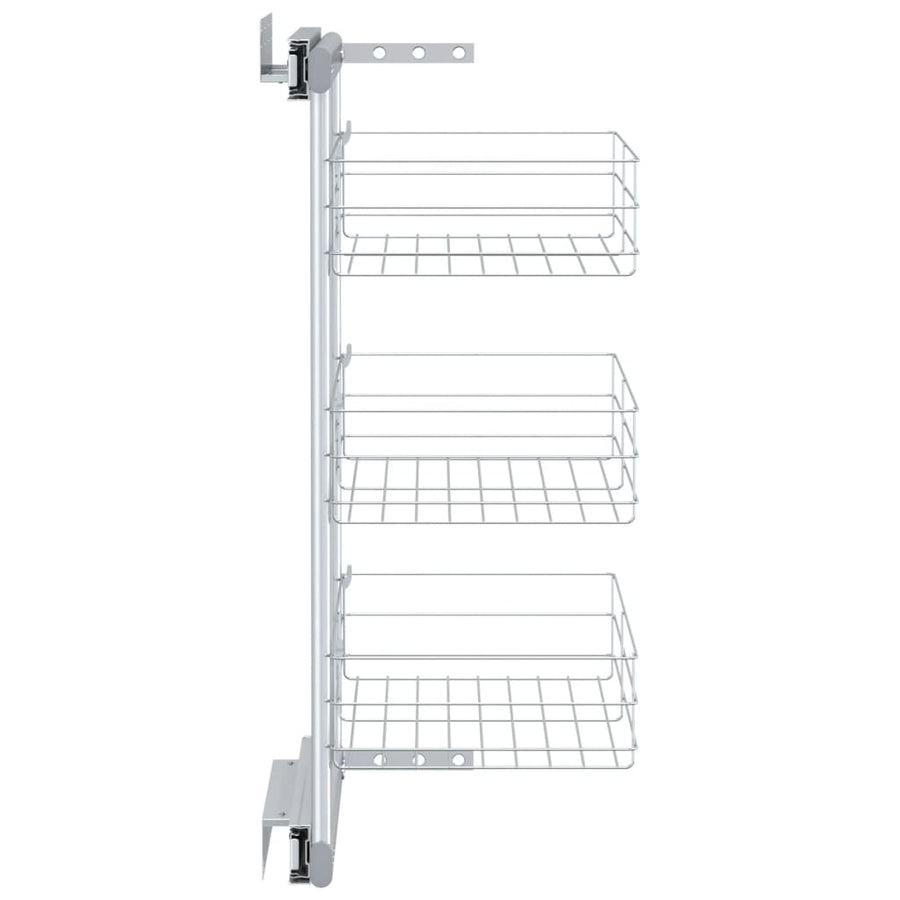 Draadmand Keuken Uittrekbaar 3-Laags Zilverkleurig 47 x 25 x 56 cm