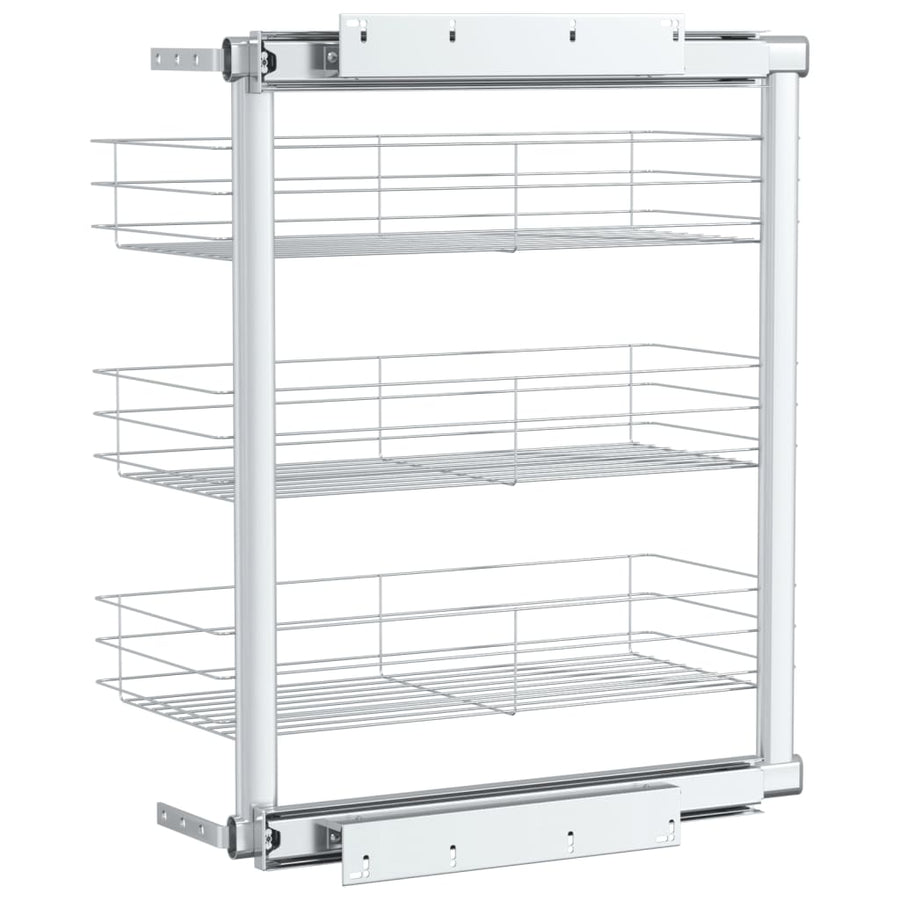 Draadmand Keuken Uittrekbaar 3-Laags Zilverkleurig 47 x 25 x 56 cm