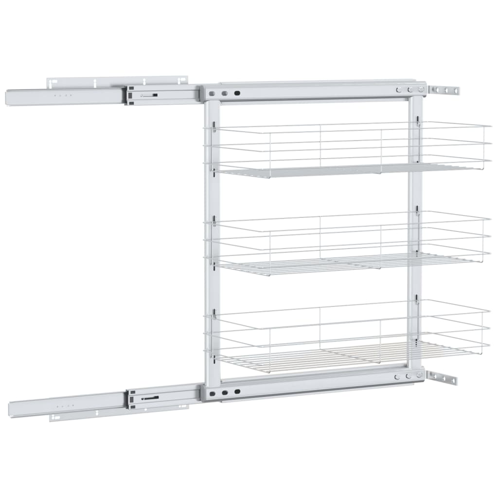 Draadmand Keuken Uittrekbaar 3-Laags Zilverkleurig 47 x 25 x 56 cm
