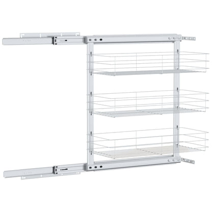 Draadmand Keuken Uittrekbaar 3-Laags Zilverkleurig 47 x 25 x 56 cm