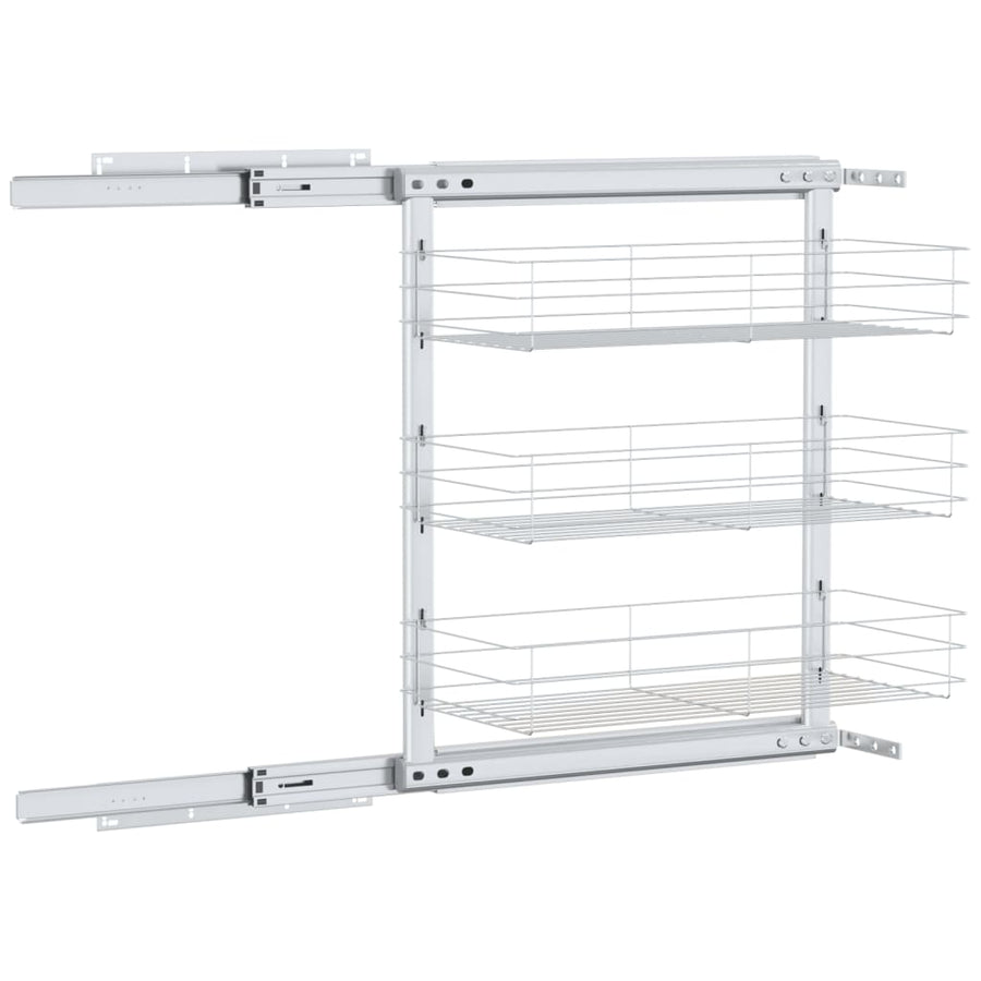 Draadmand Keuken Uittrekbaar 3-Laags Zilverkleurig 47 x 25 x 56 cm