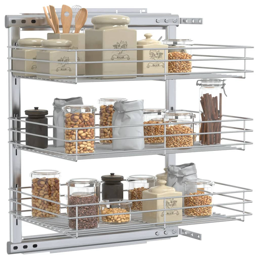 Draadmand Keuken Uittrekbaar 3-Laags Zilverkleurig 47 x 35 x 56 cm