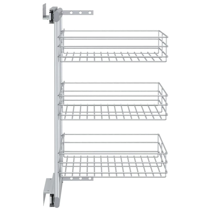 Draadmand Keuken Uittrekbaar 3-Laags Zilverkleurig 47 x 35 x 56 cm