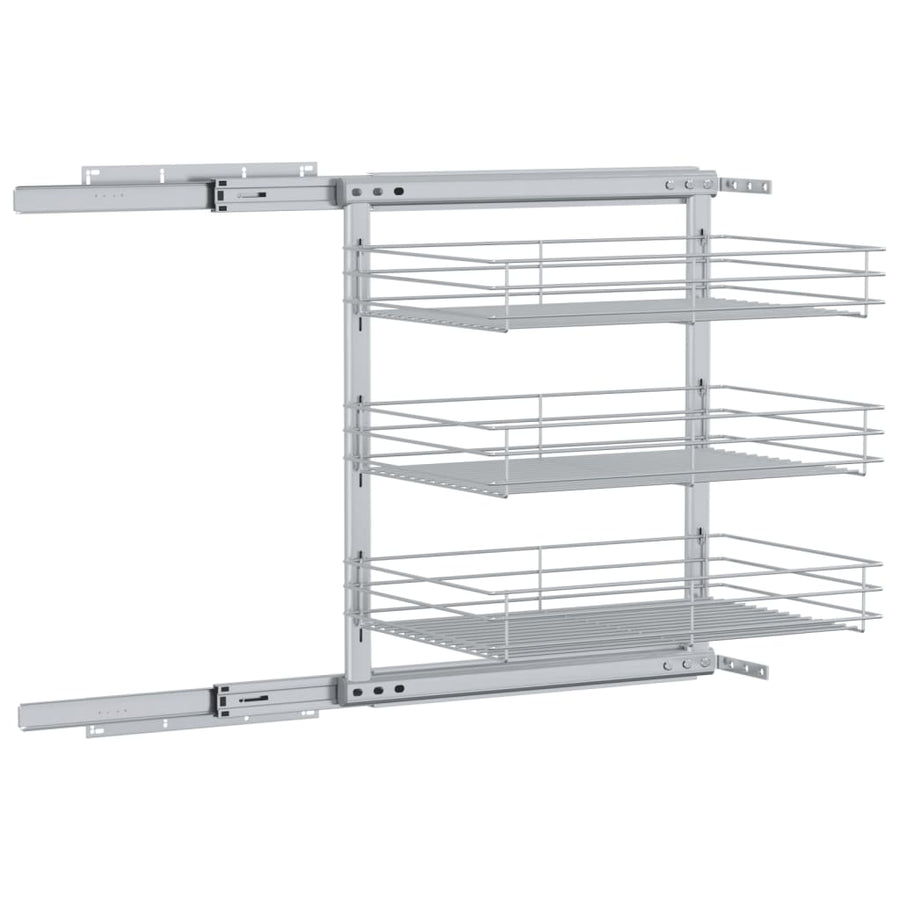 Draadmand Keuken Uittrekbaar 3-Laags Zilverkleurig 47 x 35 x 56 cm