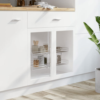 Draadmand Keuken 2-Laags 180 Graden Zilverkleurig 75 x 38 x 80 cm