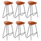 Barstoelen 6 st echt leer bruin 42x45x86 cm