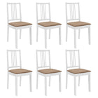 Eetkamerstoelen 6 st massief hout wit