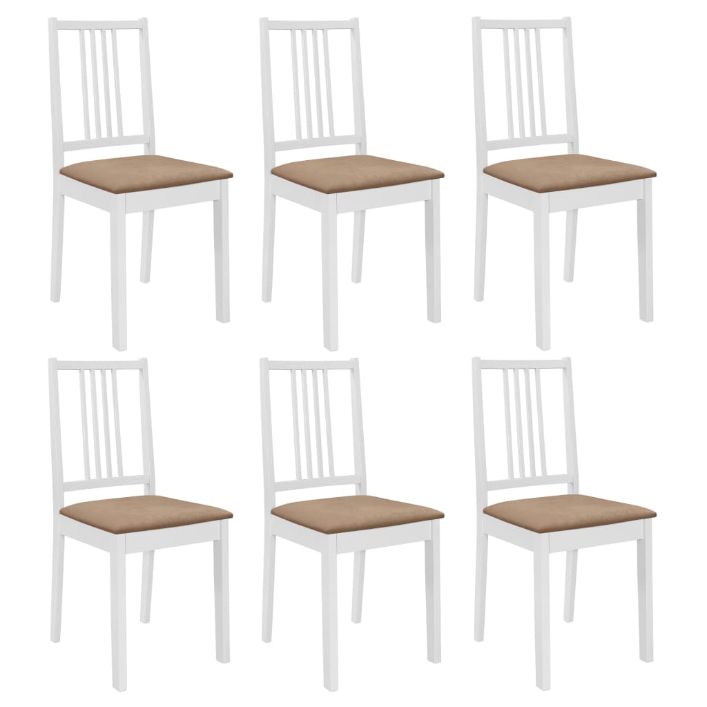 Eetkamerstoelen Met Kussens Massief Hout Wit 6 white and cream