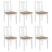 Eetkamerstoelen 6 st massief hout wit