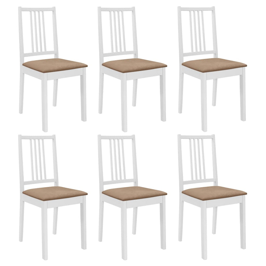 Eetkamerstoelen Met Kussens Massief Hout Wit 6 white and cream