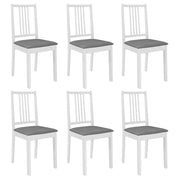 Eetkamerstoelen 6 st massief hout wit