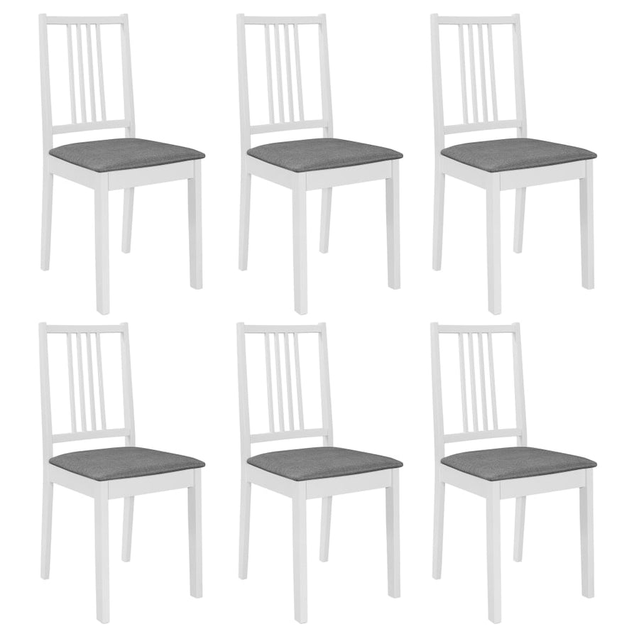 Eetkamerstoelen Met Kussens Massief Hout 6 Wit en grijs