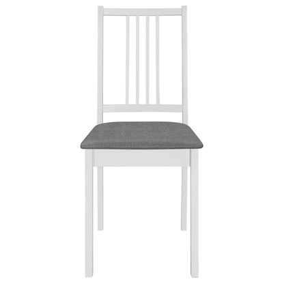 Eetkamerstoelen Met Kussens Massief Hout 6 Wit en grijs