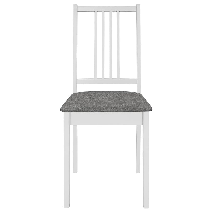 Eetkamerstoelen Met Kussens Massief Hout 6 Wit en grijs