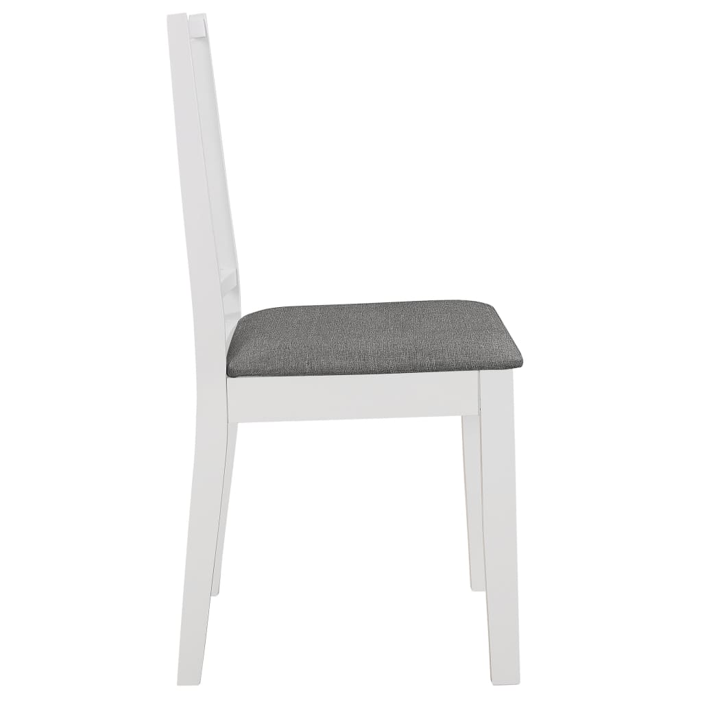 Eetkamerstoelen Met Kussens Massief Hout 6 Wit en grijs