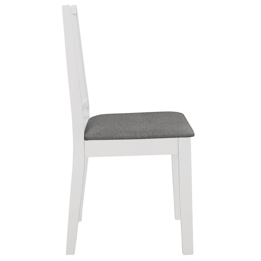 Eetkamerstoelen Met Kussens Massief Hout 6 Wit en grijs