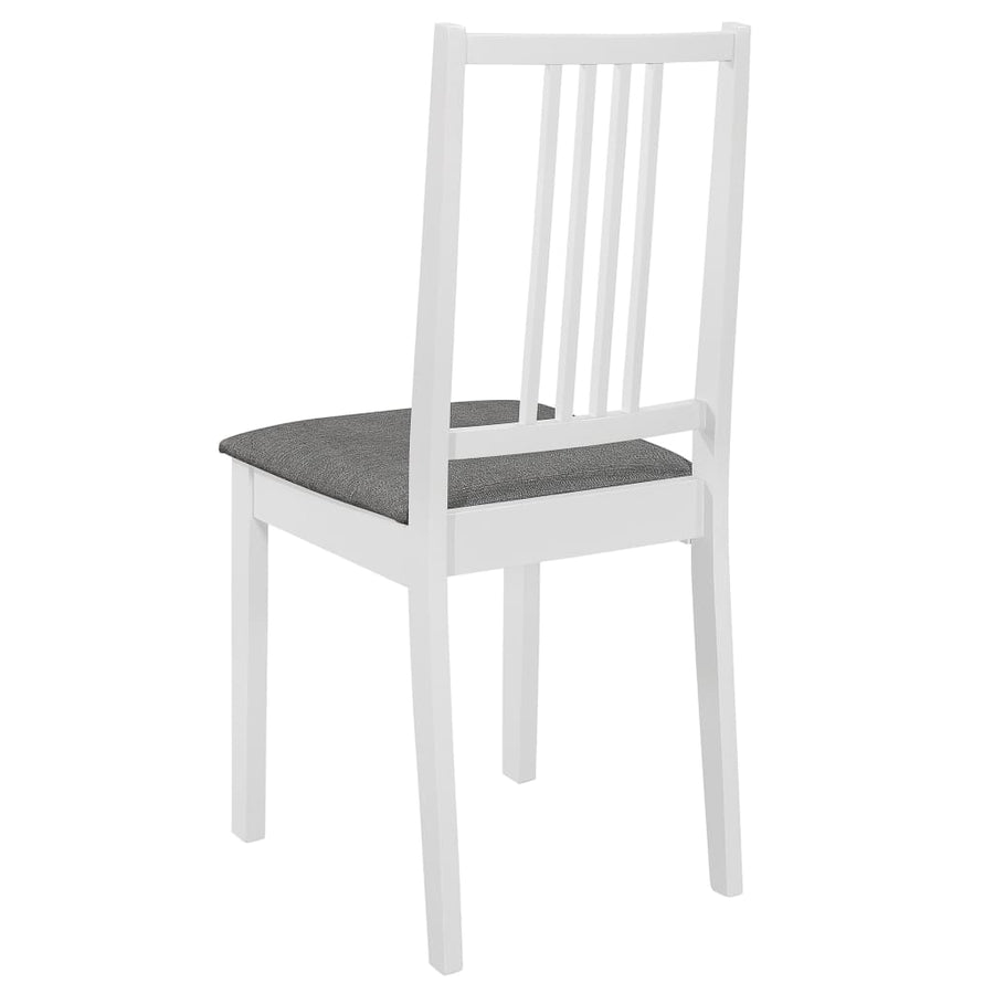 Eetkamerstoelen Met Kussens Massief Hout 6 Wit en grijs