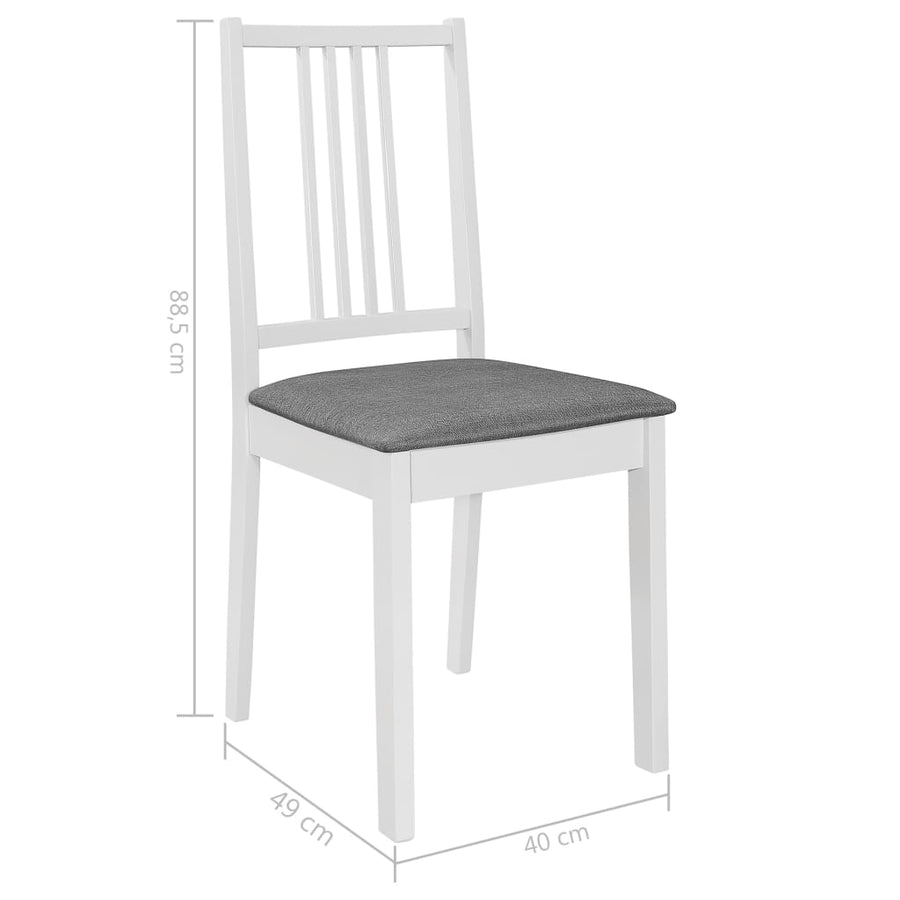 Eetkamerstoelen Met Kussens Massief Hout 6 Wit en grijs