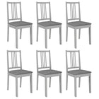 Eetkamerstoelen 6 st massief hout grijs
