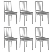 Eetkamerstoelen 6 st massief hout grijs