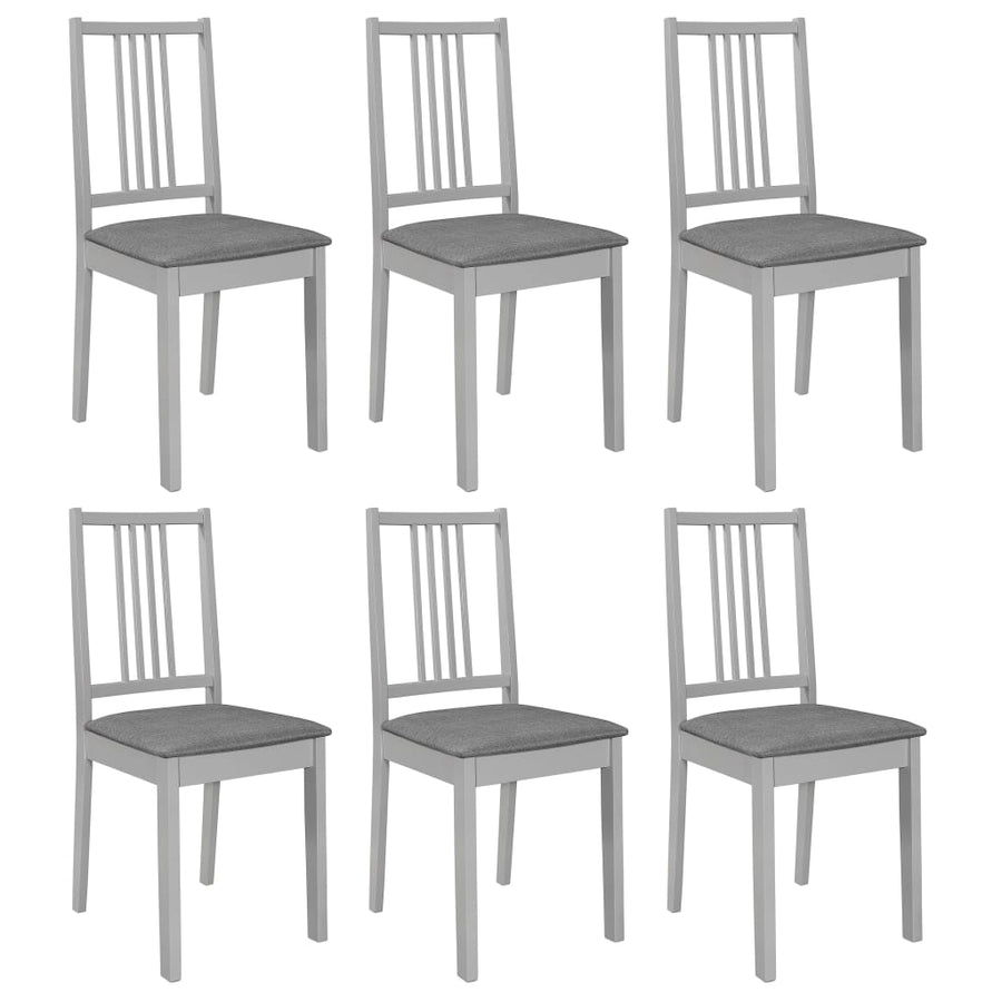 Eetkamerstoelen Met Kussens 6 St Massief Hout Grijs