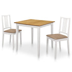 Eethoek 3-delig 80-120x80x74 cm wit rubberwood MDF
