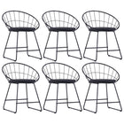 Dining chairs with artificial leather seats 6 pcs steel black