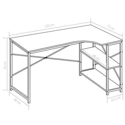 Computerbureau 120X72X70 Cm Kleurig Zwart en eiken