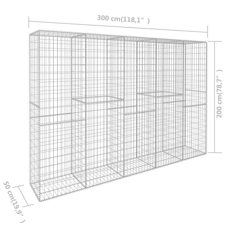 Schanskorfmuur Met Deksel 300X50X200 Cm Gegalvaniseerd Staal