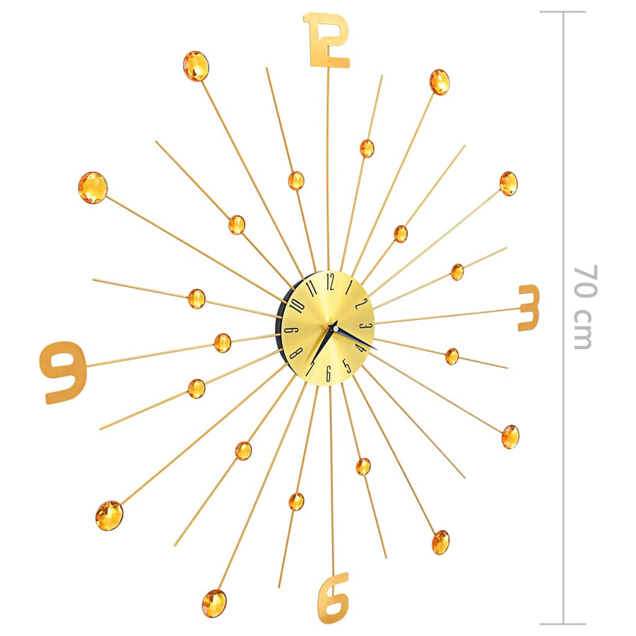 Wandklok Metaal Goudkleurig 70 cm Goud with nummer