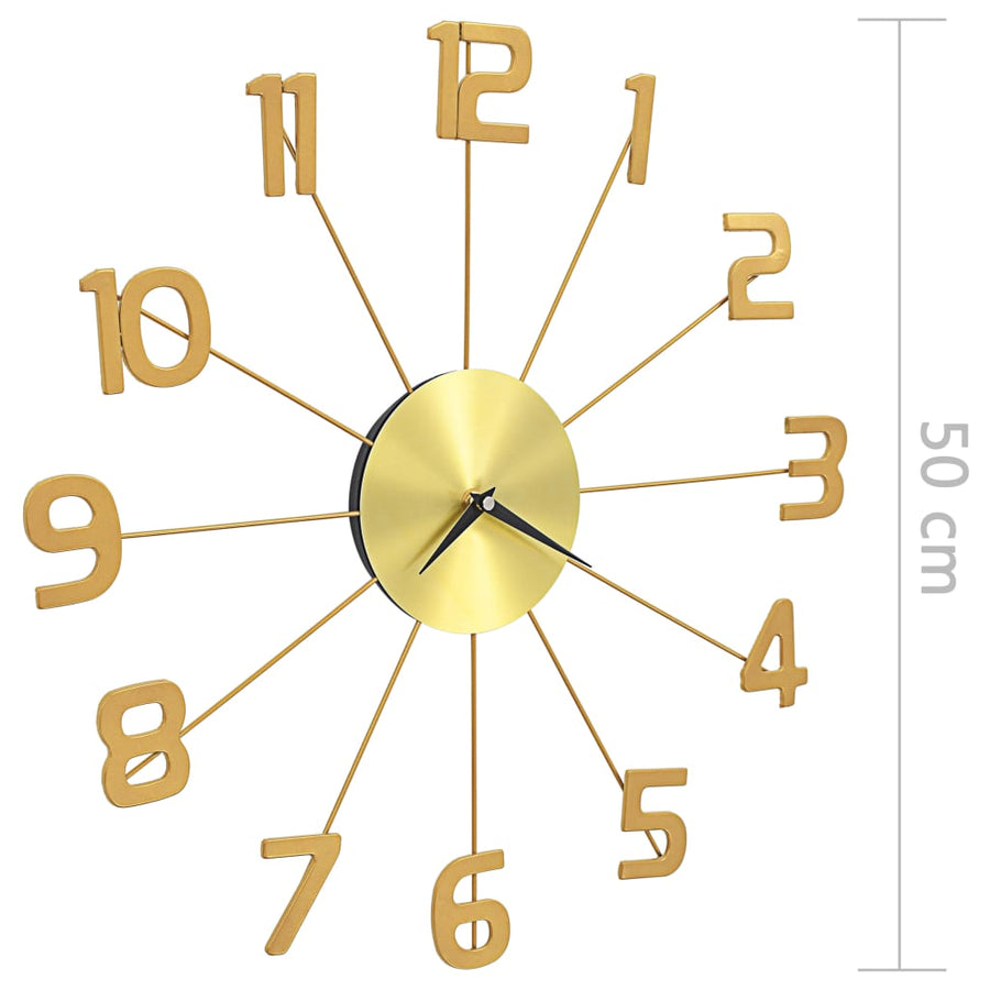 Wandklok 50 cm metaal goudkleurig