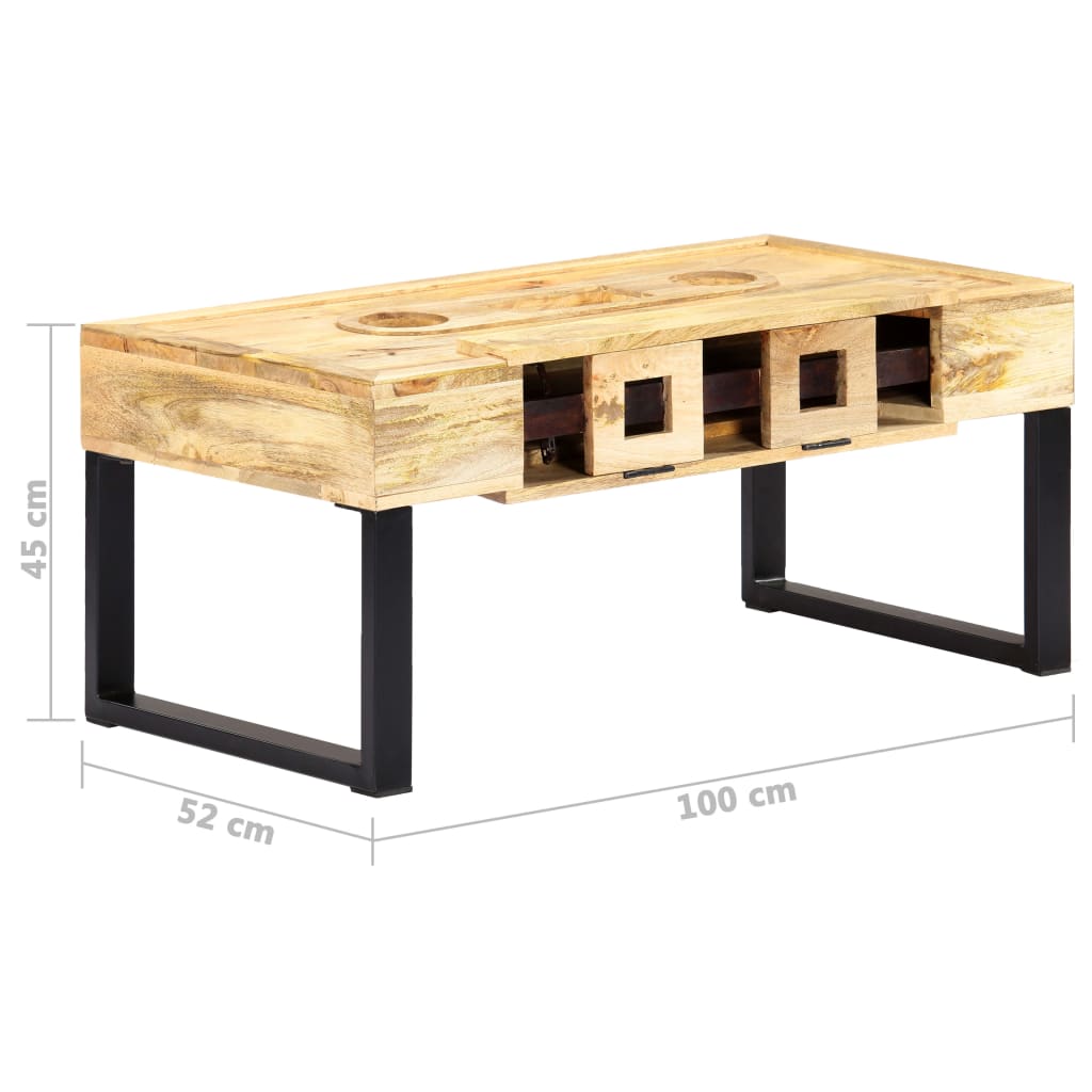 Salontafel Cassettestijl 100X52X45 Cm Massief Mangohout