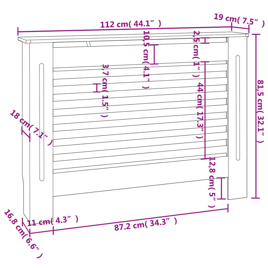 Radiatorombouw 2X9X8,5 Cm Mdf 1 112 x 19 x 81.5 cm Wit