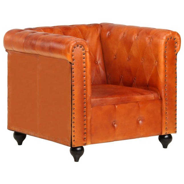 Fauteuil Chesterfield-Stijl Echt Leer Tan