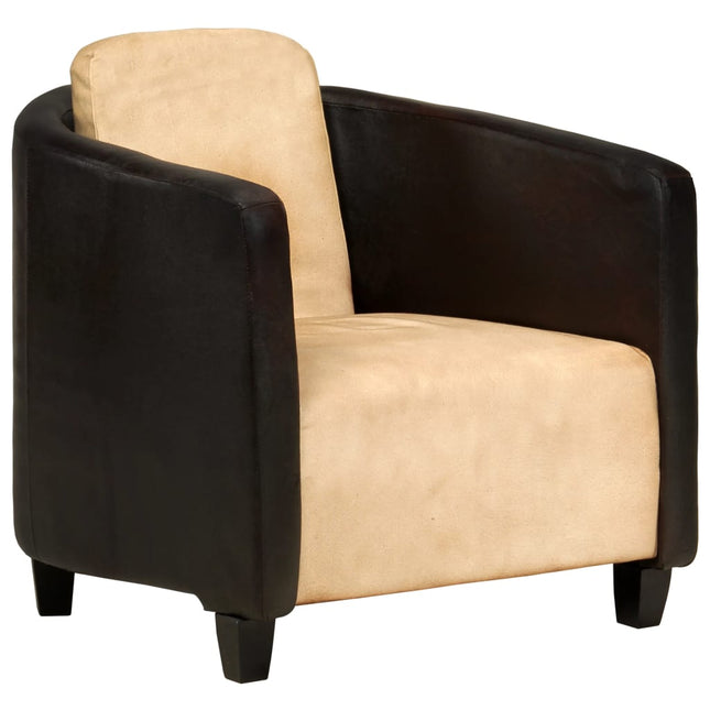 Fauteuil Echt Leer Tan En Zwart tan and black