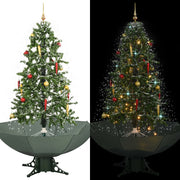 Kerstboom sneeuwend 170 cm groen met paraplubasis