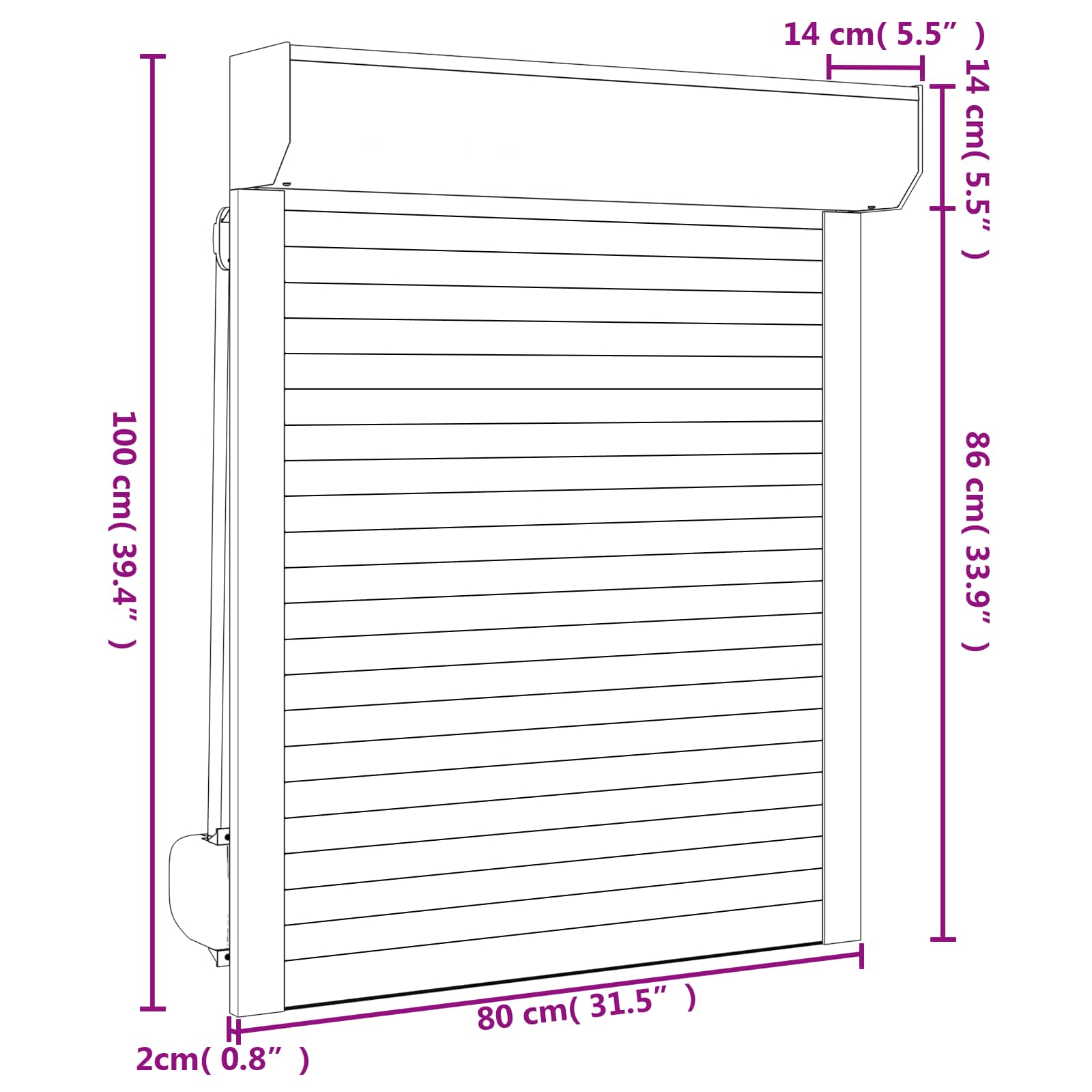 Roljaloezie Wit 80 x 100 cm Aluminium en Polyurethaan