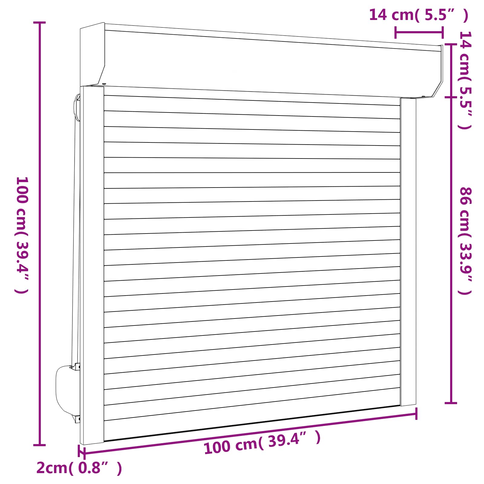 Roljaloezie Antraciet 100 x 100 cm Aluminium en Polyurethaan