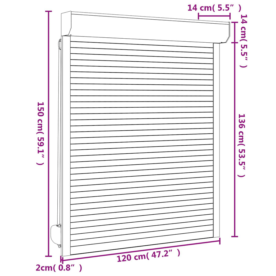 Roljaloezie Antraciet 120 x 150 cm Aluminium en Polyurethaan