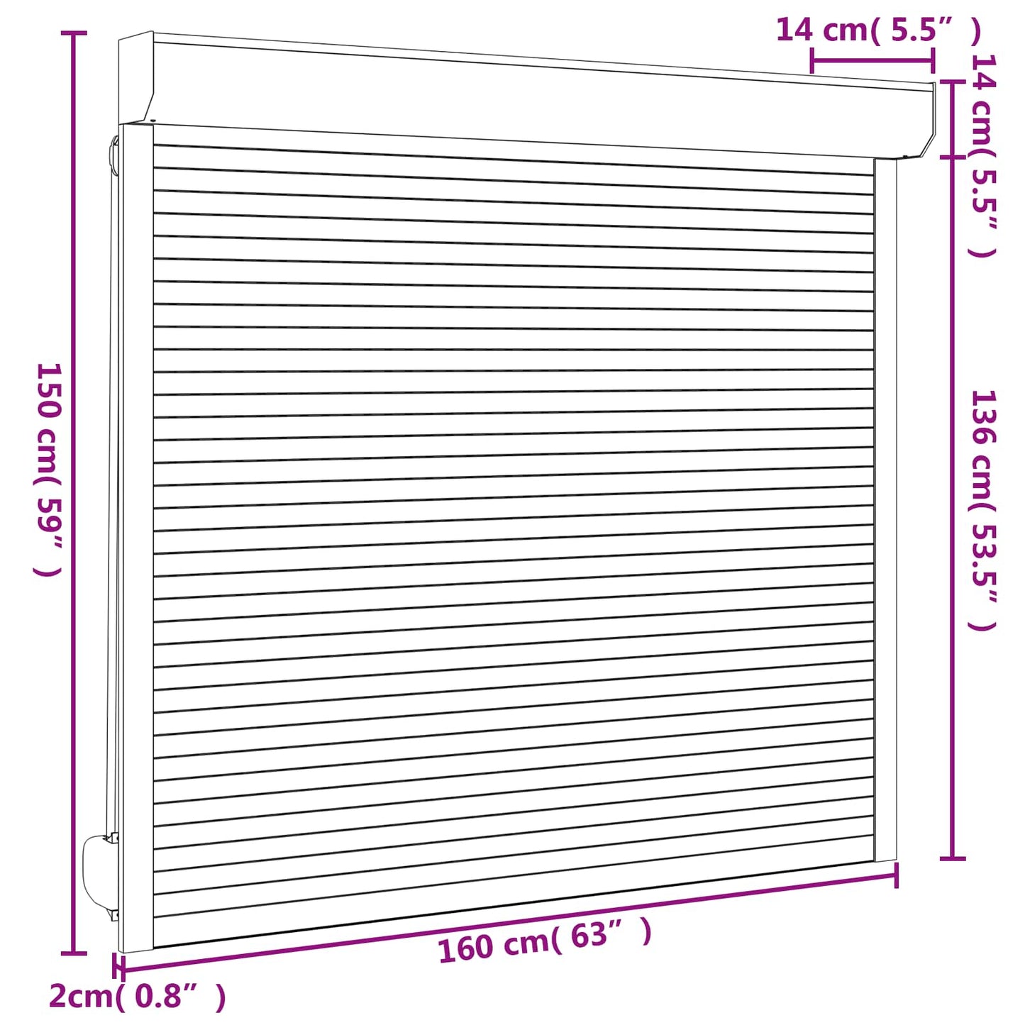 Roljaloezie Antraciet 160 x 150 cm Aluminium en Polyurethaan