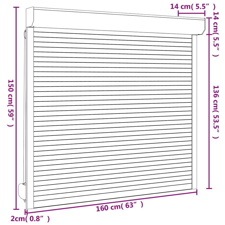 Roljaloezie Antraciet 160 x 150 cm Aluminium en Polyurethaan