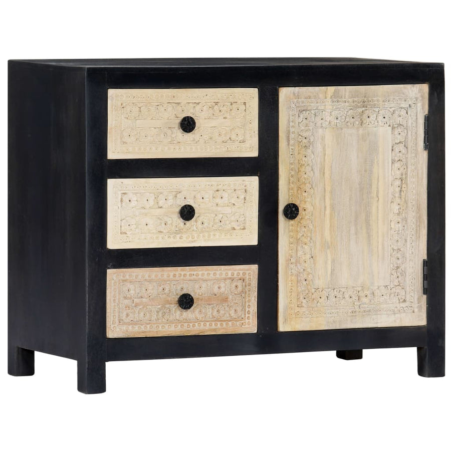 Bijzetkast Handgesneden 75X35X60 Cm Massief Mangohout