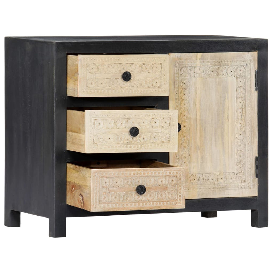 Bijzetkast Handgesneden 75X35X60 Cm Massief Mangohout